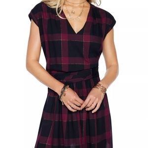 Ramy brook jonny plaid mini dress color bordeaux combo